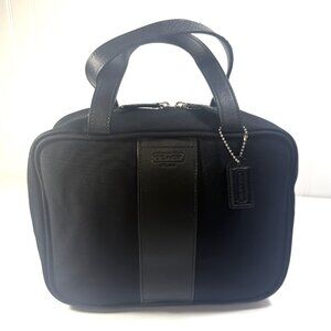 Vintage COACH Black Two Handle Travel Makeup Cosmetic Bag Signature Canvas Bag